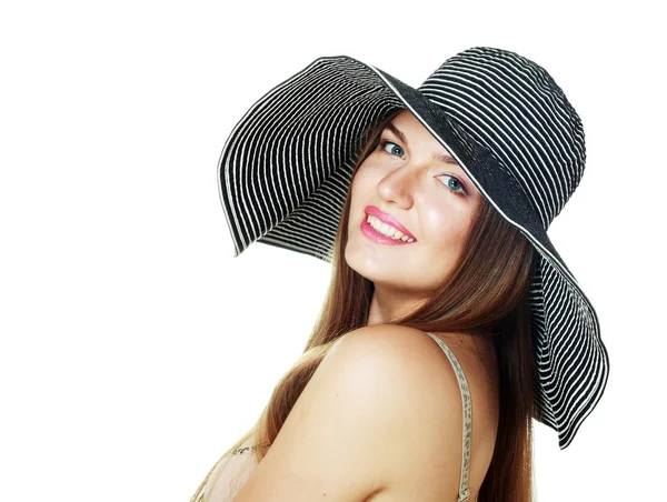 Smiling girl on hat — Stock Photo, Image