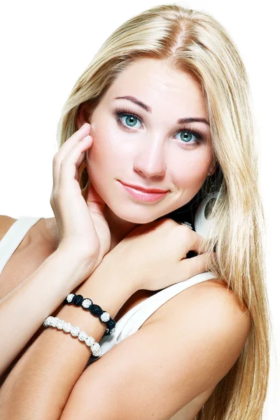 Blond woman smiling Royalty Free Stock Images