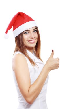 içinde Noel şapka gülümseyen kadın