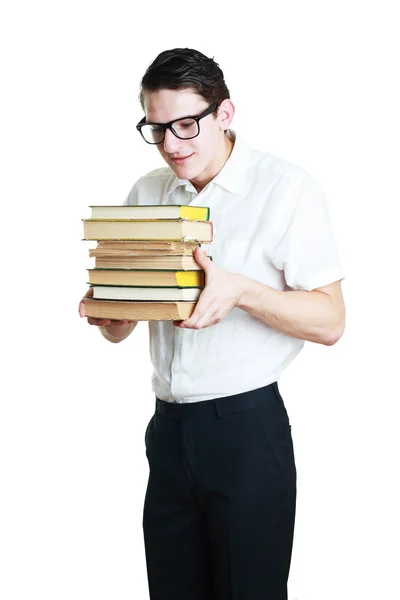 Ученик или учитель с книгами — стоковое фото