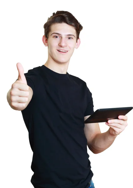 Student showing okey thumb — Stock Photo, Image