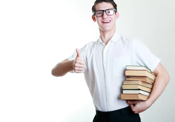 Étudiant ou enseignant tenant des livres — Photo