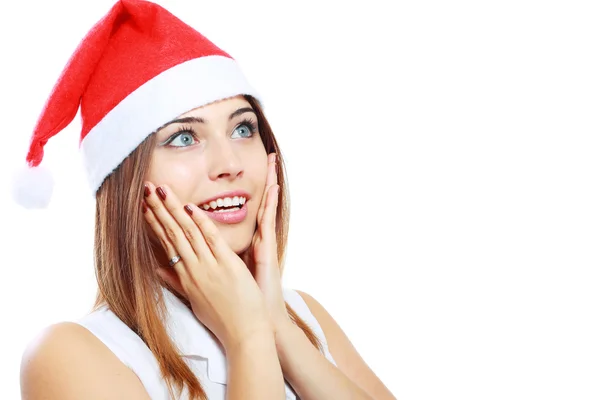 Surprised christmas woman — Stock Photo, Image