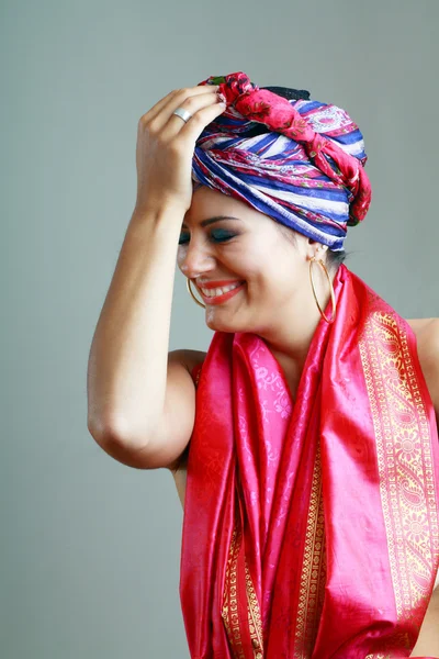 Woman in turban on her head — Stock Photo, Image