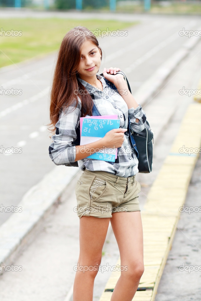 Back To School Teen Girl Outdoor On The School Stadion Going To Study Photo By Lenanet Back To School Teen Girl Outdoor On The School Stadion Going To Study Photo By Lenanet