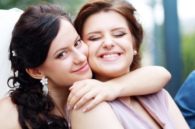 bride and bridesmaid clipart