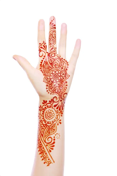 Henna auf die Hand aufgetragen — Stockfoto