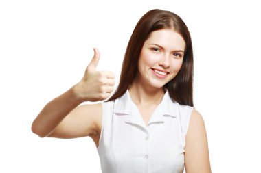 Başparmağını Yukarı Gösteren Kadın