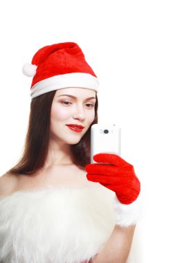 cep telefonu ile Noel Baba kız