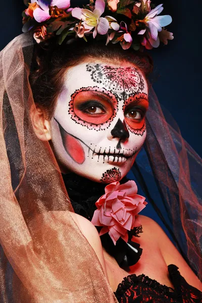 Halloween maakt omhoog suiker schedel — Stockfoto