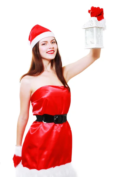 Christmas girl lantern — Stock Photo, Image