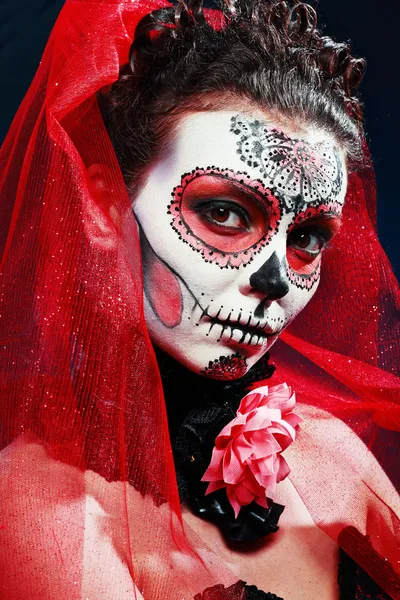 Cadılar bayramı şekeri kafatası makyaj