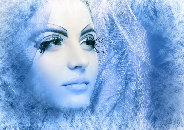 Mulher com tonalidade de gelo azul prata — Fotografia de Stock