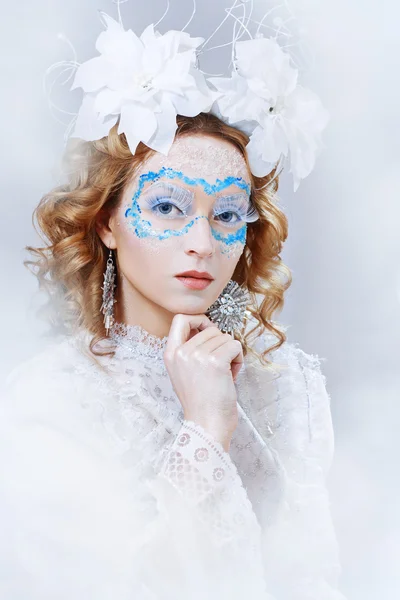 Woman with ice and snow style makeup — Stock Photo, Image