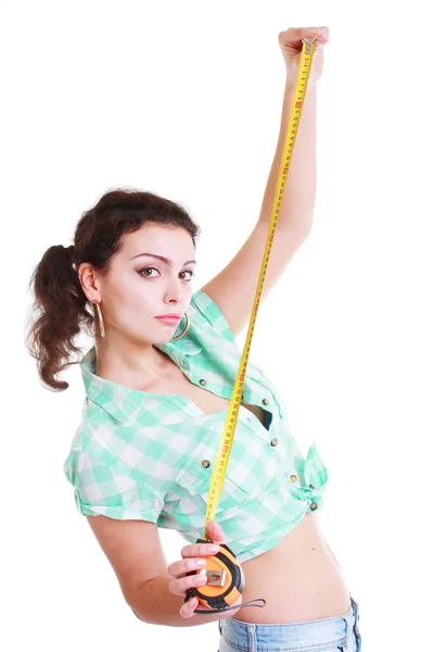 Ragazza con un metro a nastro — Foto Stock