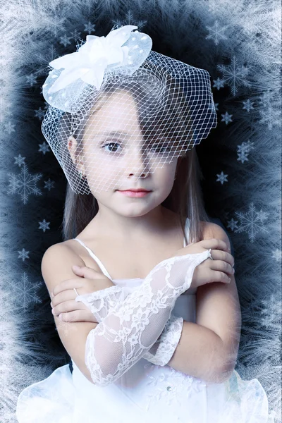 Little winter girl princess — Stock Photo, Image