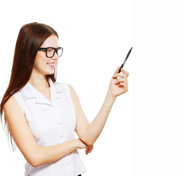 Mujer joven haciendo una presentación —  Fotos de Stock