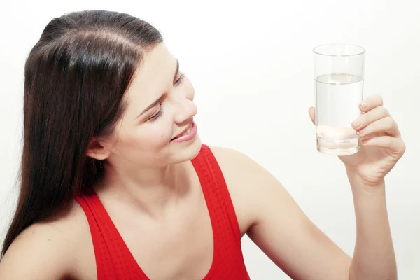 Vrouw met glas water — Stockfoto