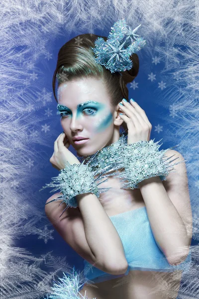 Woman with silver artistic make-up — Stock Photo, Image