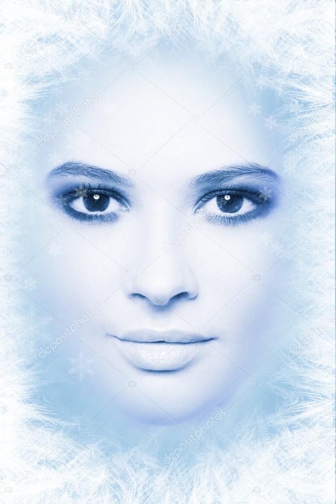 Woman with silver blue ice tint