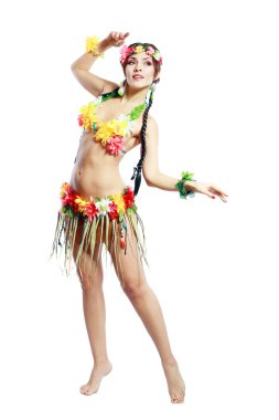 hawaiian aksesuarları ile kız