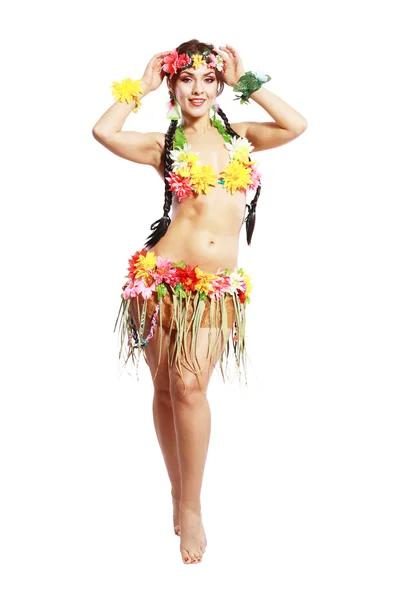 Hawaiian aksesuarları ile kız — Stok fotoğraf