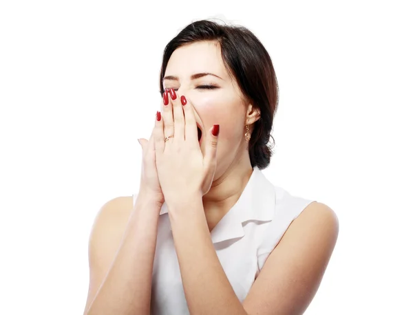 Mujer cansada bostezando —  Fotos de Stock