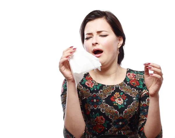 Sneezing woman — Stock Photo, Image