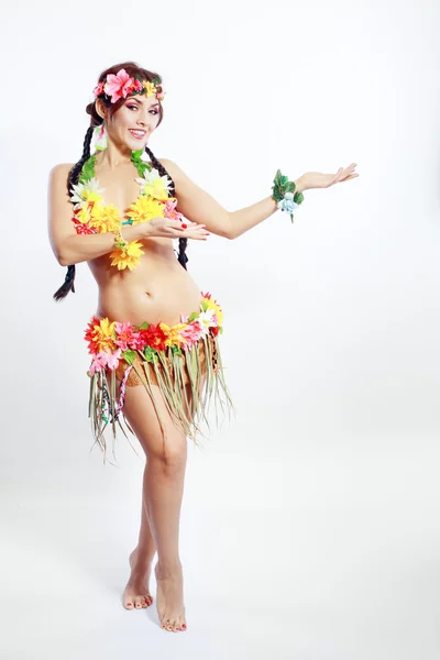 Meisje met hawaiian accessoires — Stockfoto
