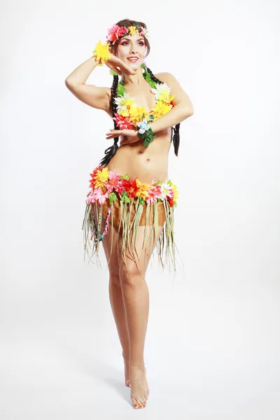 Girl with Hawaiian accessories — Stock Photo, Image