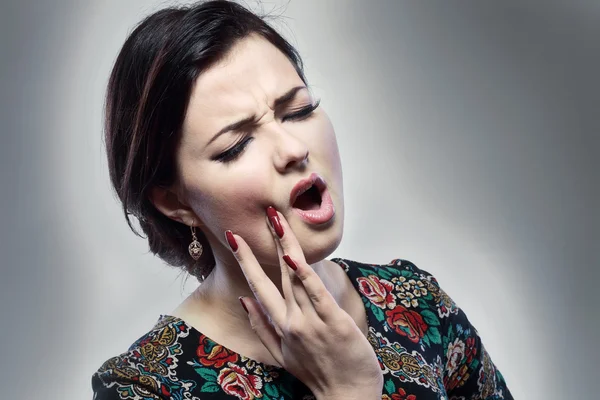 Woman having toothache — Stock Photo, Image