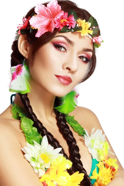 하와이 소녀 메이크업 — 스톡 사진