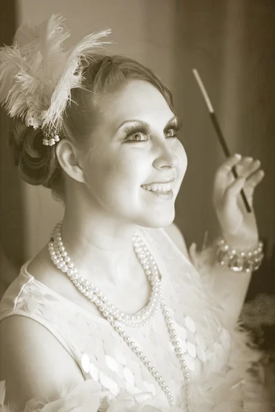 Retro flapper mulher estilo — Fotografia de Stock