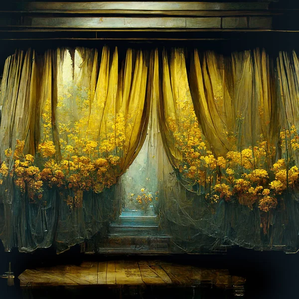 Another World Curtain Entrance Scene Theatre Illustraion Generated Altered Edited — Stockfoto
