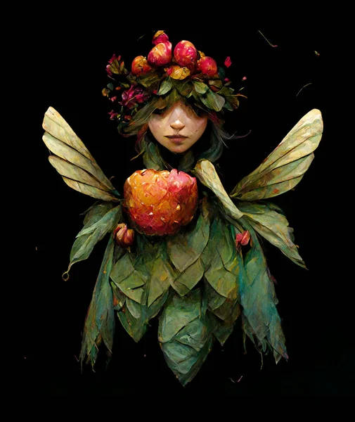 Card with Flower apple fairy painted illustration ai generated