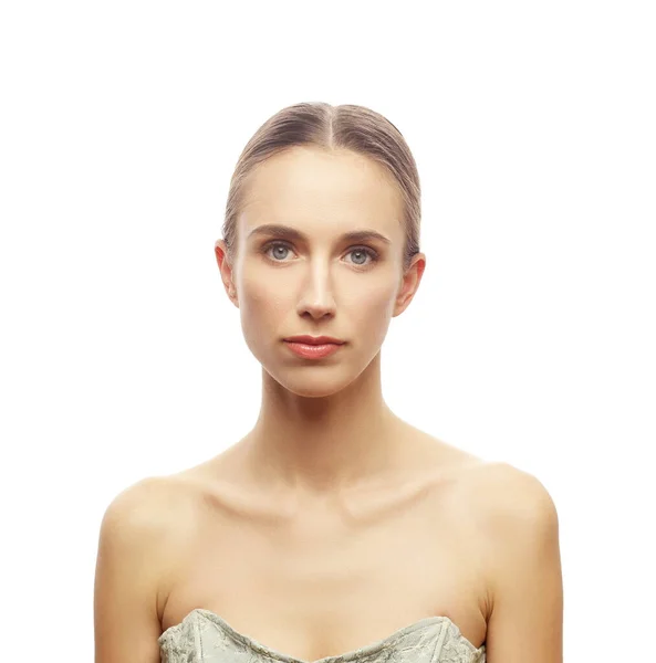 Portrait Beautiful Woman Natural Makeup Isolated White Background —  Fotos de Stock