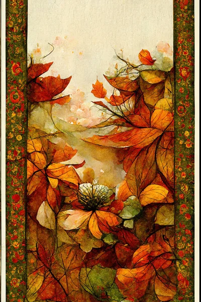 Abstract Autumn Illustration Window Tiffany Styled Glass — Stock fotografie