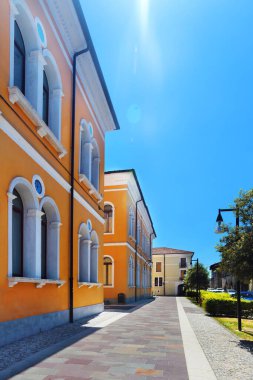 Portoguaro, Italy -  July 31 2022 Street view old buildings.