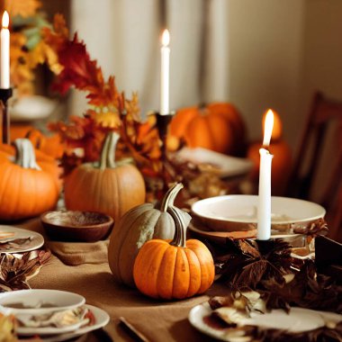 Geleneksel şükran günü balkabakları konforlu romantik köy yemeği.