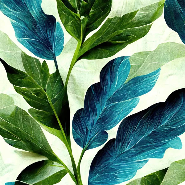 Feuilles Vertes Bleues Illustration Générée Photos De Stock Libres De Droits