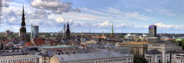Yaşlı Riga 'nın panoraması. Letonya