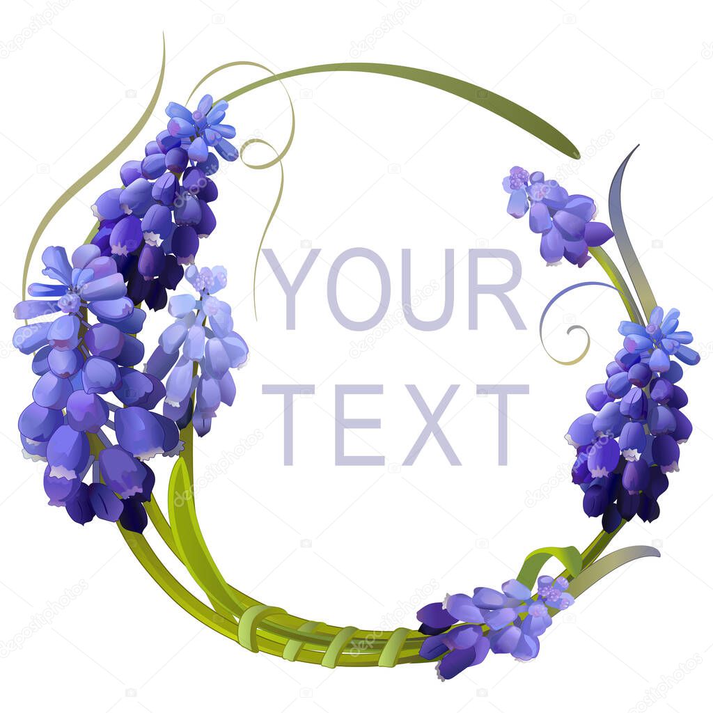 Vector spring wreath of blue flowers