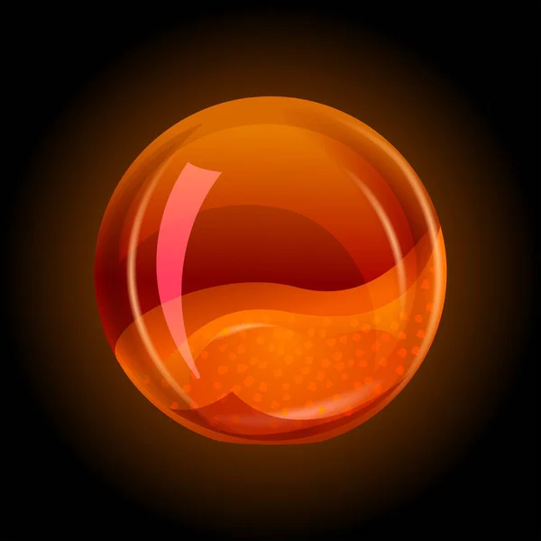 Bola Naranja Mágica Cristal Sobre Fondo Negro — Vector de stock