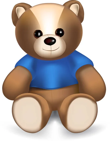 Plush Funny Cartoon Toy Children Teddy Bear Blue Shirt — Stock Vector