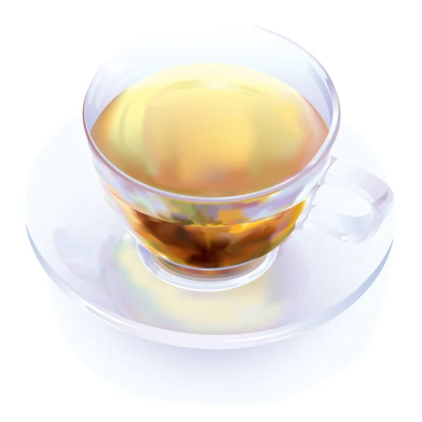 Φυτικό Μαύρο Λουλούδι Φαρμακευτικό Τσάι Ένα Διαφανές Γυάλινο Κύπελλο — Διανυσματικό Αρχείο