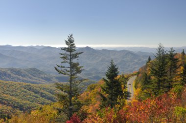 Sonbaharda Blue Ridge Parkway üzerinde Waterrock Topnob