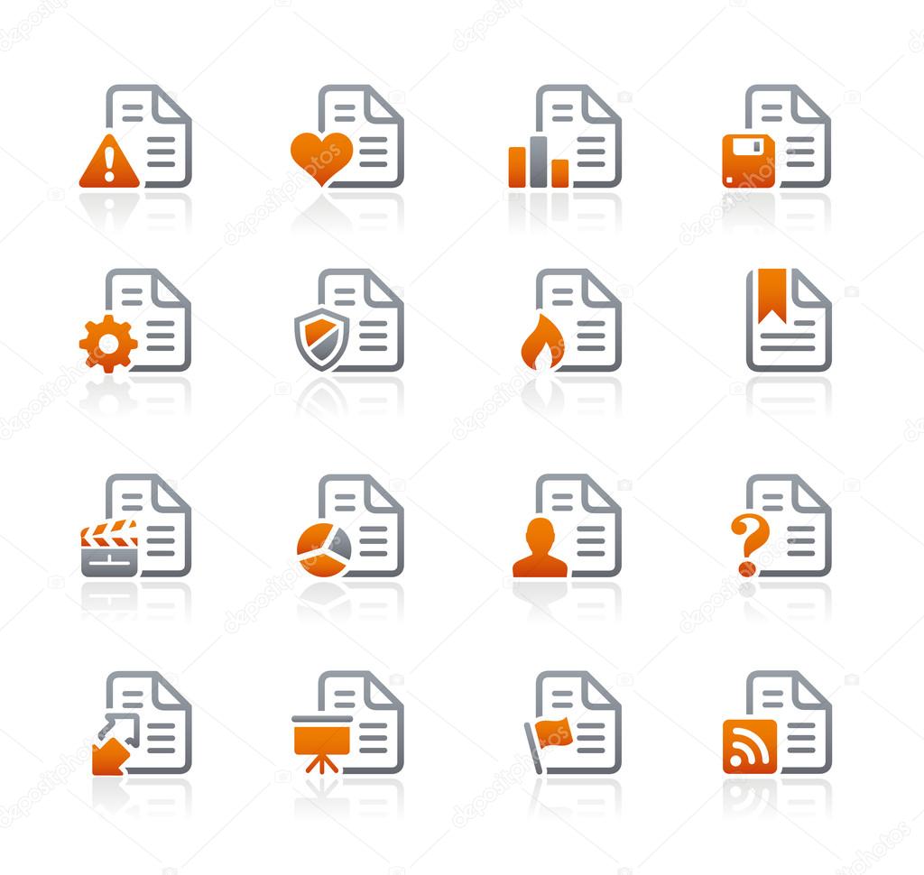 Documents Icons - 2 - Graphite Series