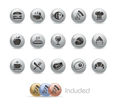 Gıda Icons - set 1 2--metal yuvarlak serisi