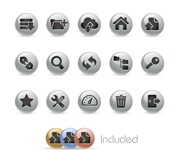 FTP & Hosting Icons -- Metal Round Series — Stock Vector