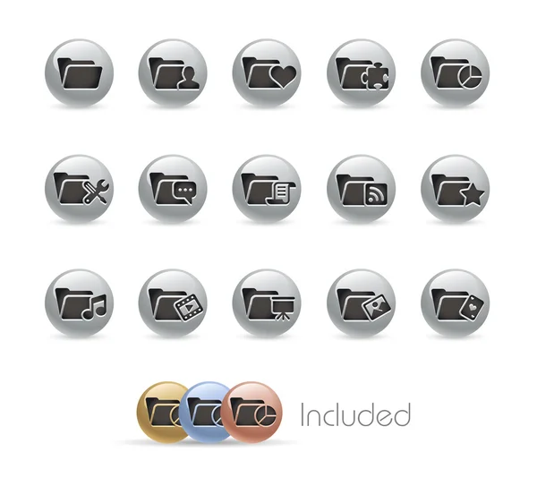 Folder Icons 2 of 2 - Metal Round Series — стоковый вектор